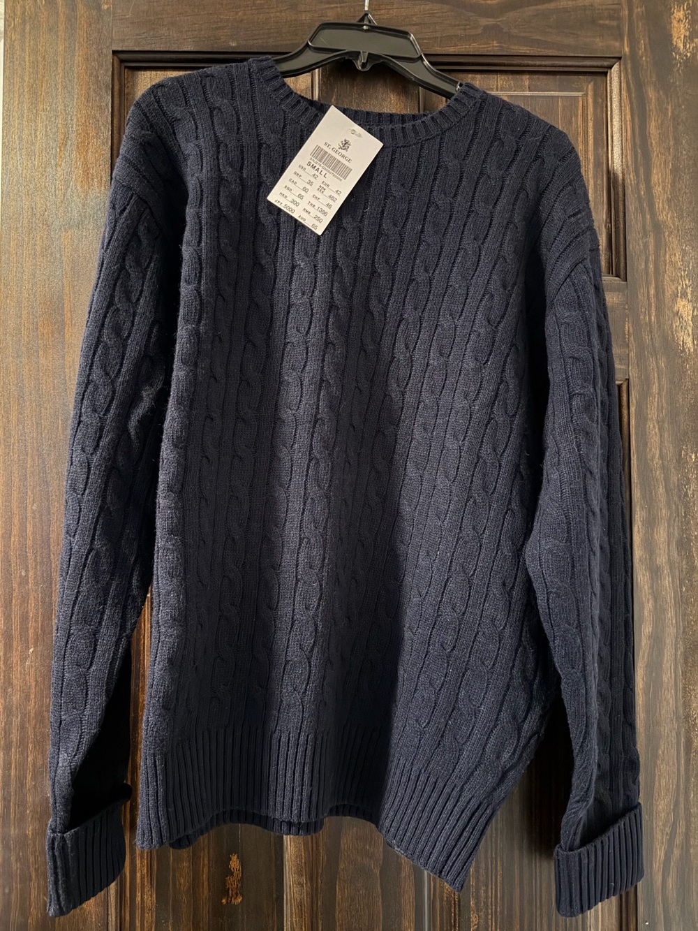 Brandy Melville St. George Navy Cable Knit Crewneck Wool Sweater